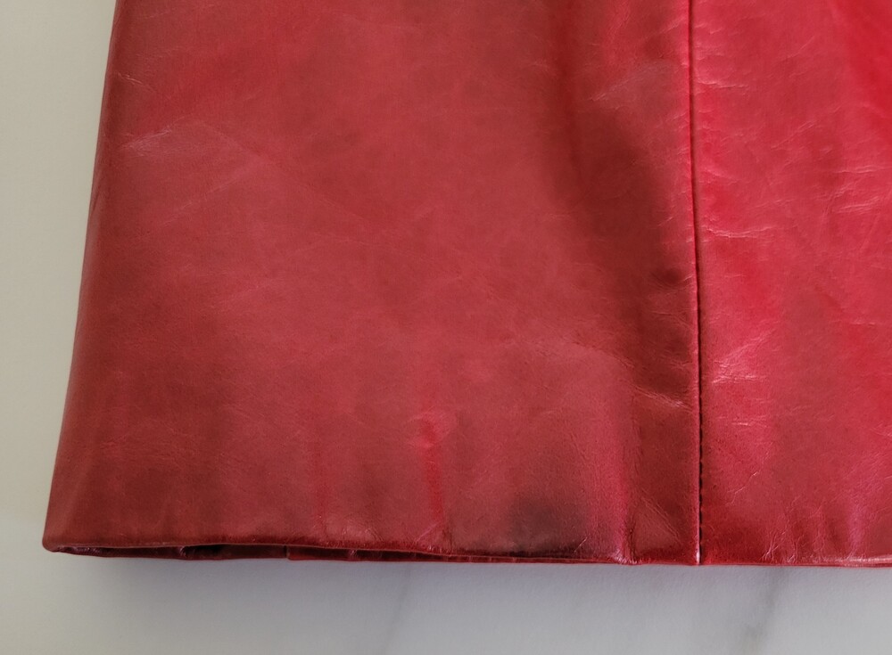 Vintage IDENTIFY Red Leather Matrix Trench Coat Sz 8 Canada Swiss Riri Zipper - Picture 16 of 16